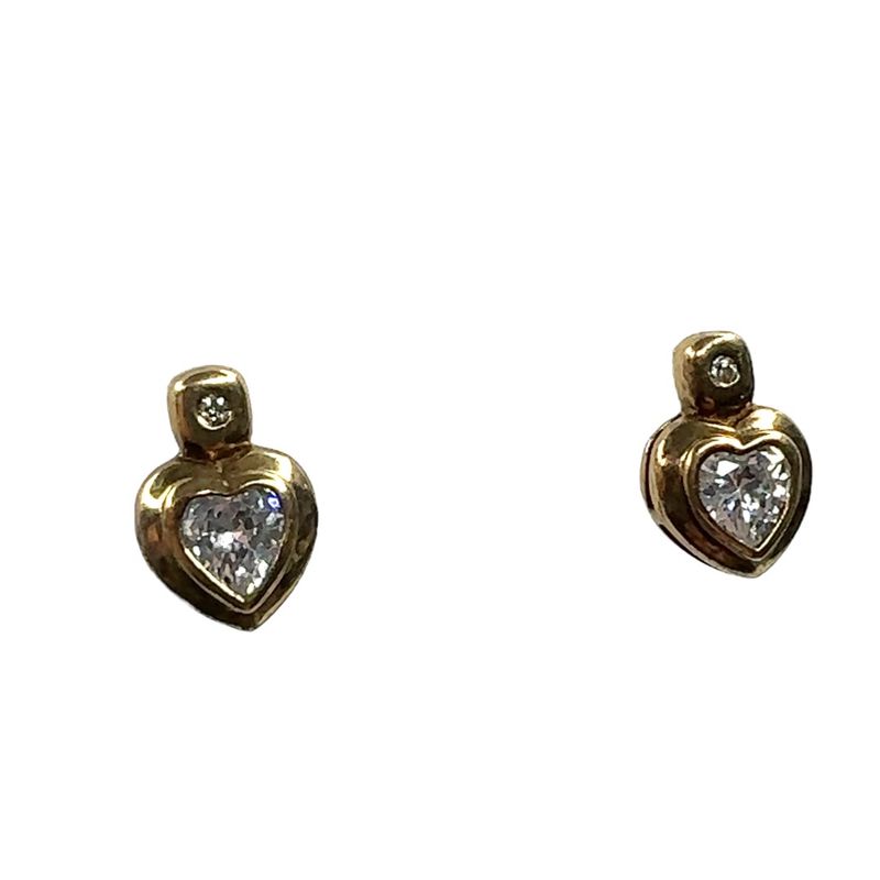 Cubic Zircon Heart Studs