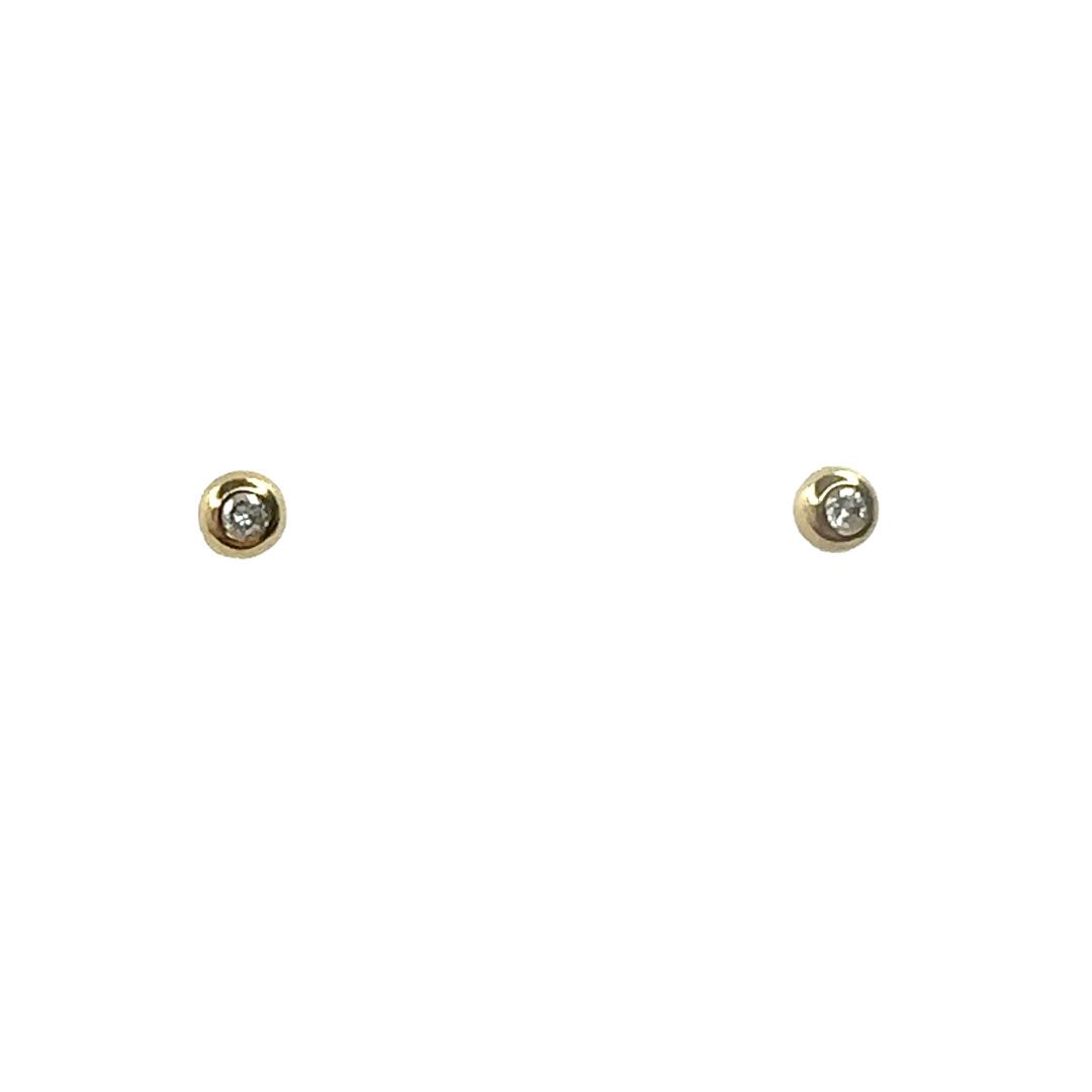 9ct yellow gold diamond single set stud earrings
