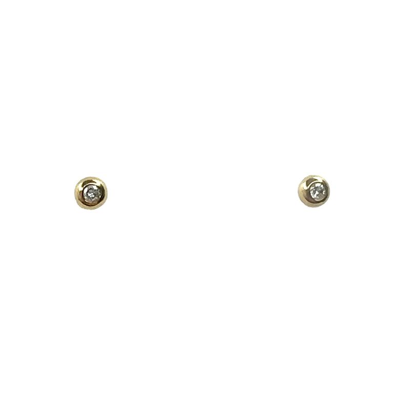 9ct yellow gold diamond single set stud earrings