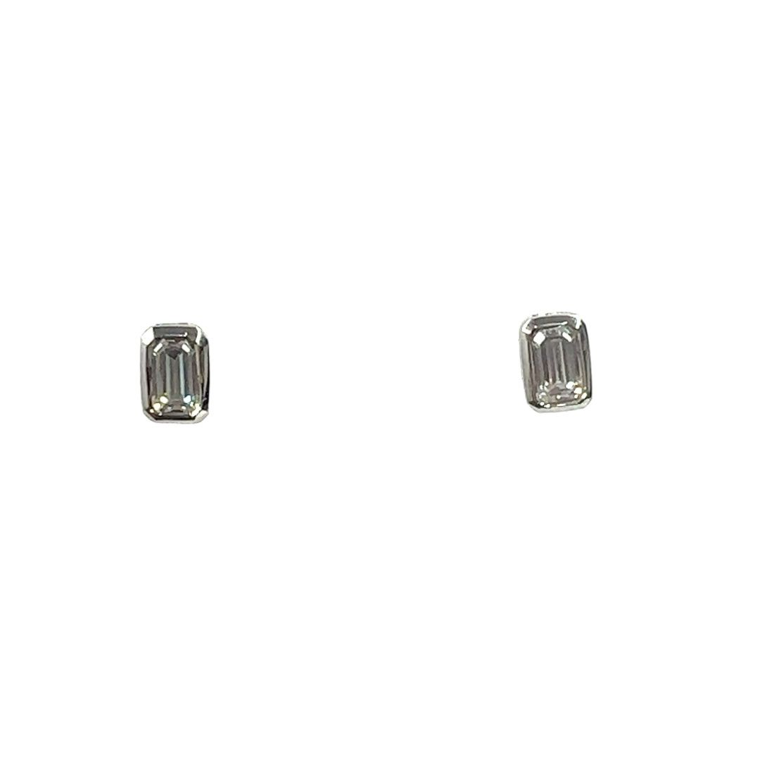Silver Swarovski crystal square set earrings