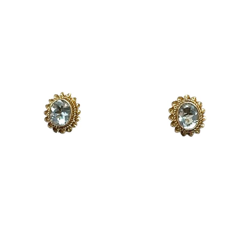 9ct yellow gold 1ct aquamarine set earrings