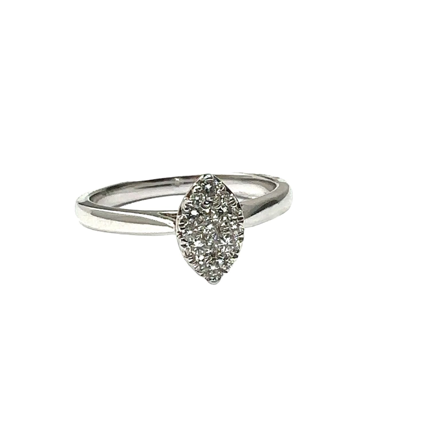 9ct white gold illusion marquise diamond 0.20ct ring