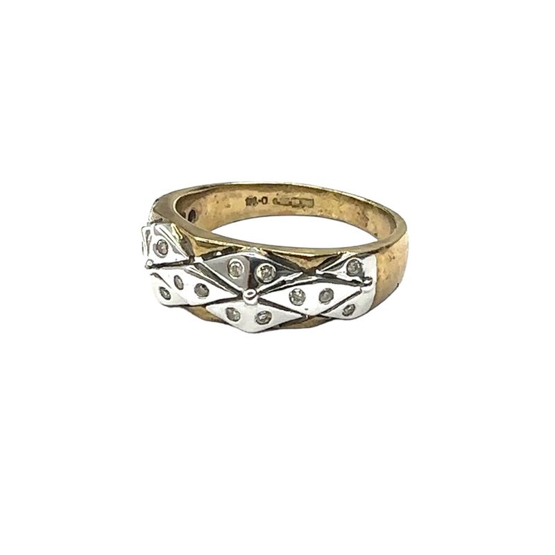 9ct yellow and white gold diamond 0.20ct cluster set ring