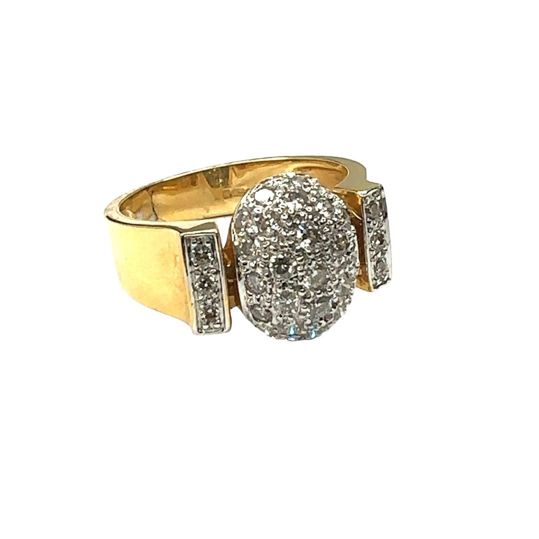 18ct yellow gold diamond 0.60ct  cluster set ring