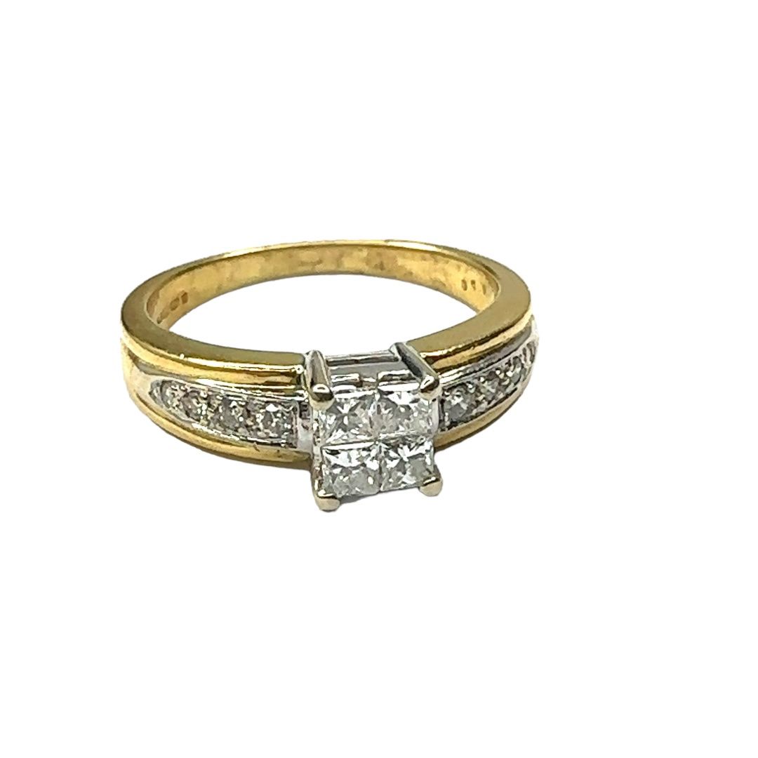 18ct yellow gold diamond 0.50ct  illusion set ring
