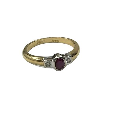 9ct yellow gold Ruby and diamond 0.10ct set ring