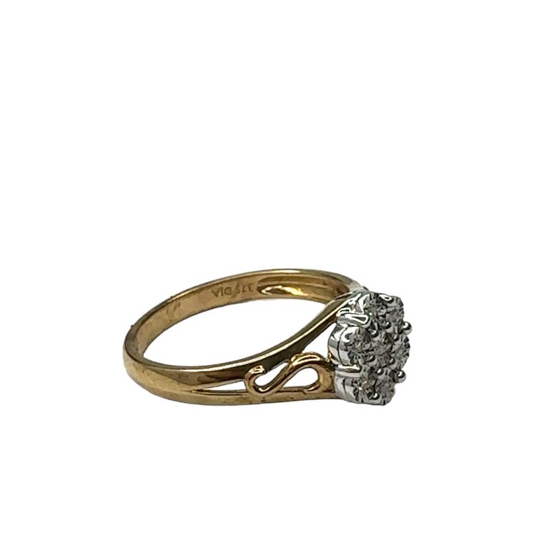 9ct yellow gold flower diamond 0.15ct set ring