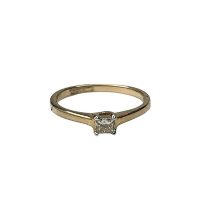 9ct yellow gold single set diamond 0.15ct ring