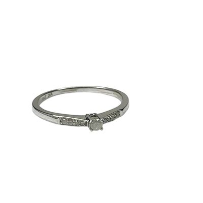 9ct white gold diamond 0.10ct  single set centre ring