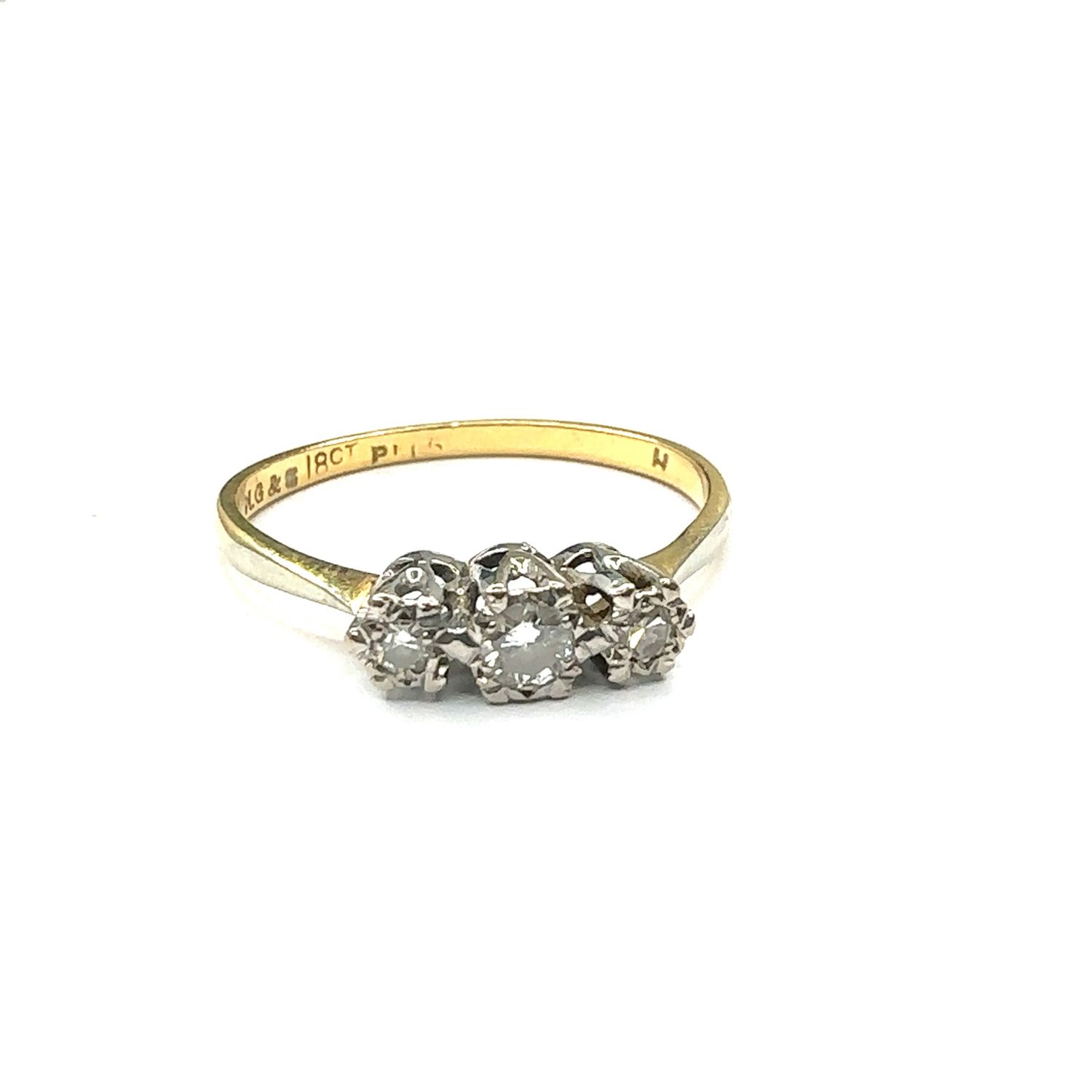 9ct yellow gold 3 diamond 0.10ct set ring