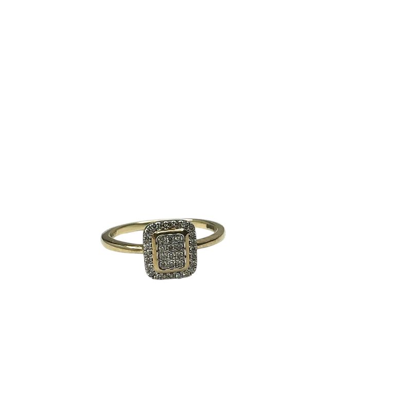 9ct yellow gold diamond cluster set 0.17ct square ring