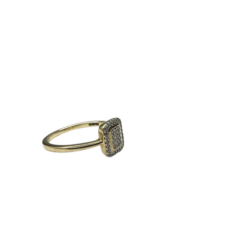 9ct yellow gold diamond cluster set 0.17ct square ring