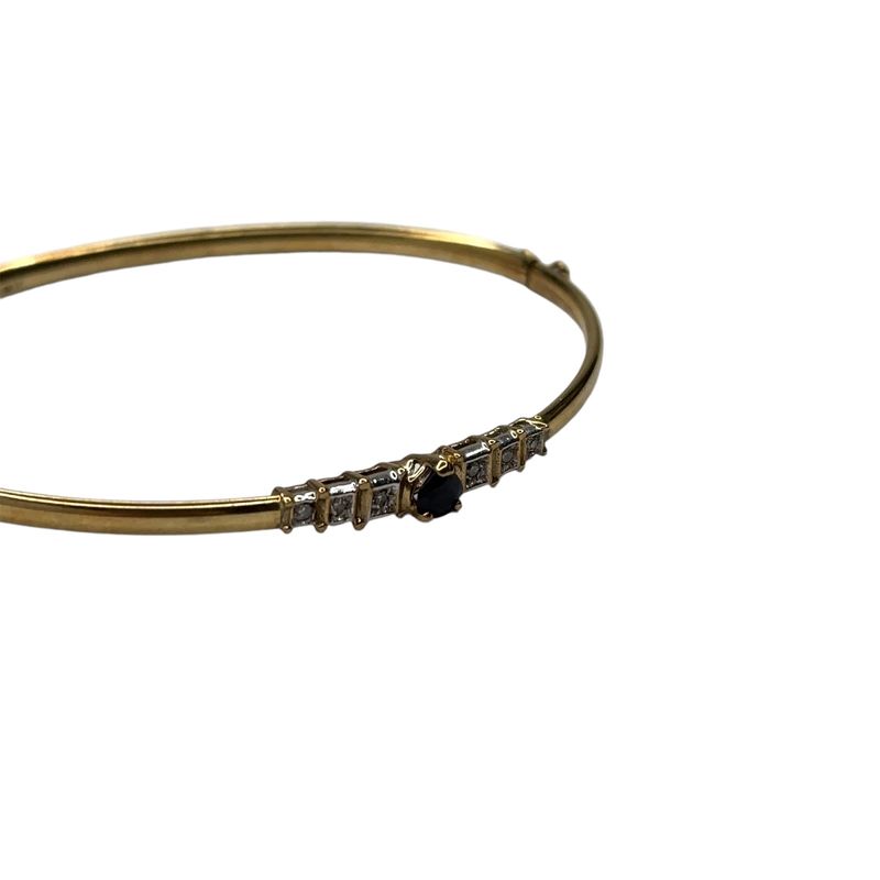 Black Sapphire &amp; Diamond Hinged Bangle RC18