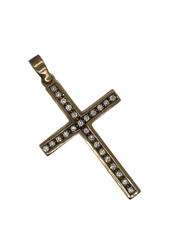 9ct yellow gold diamond 1ct set cross pendent