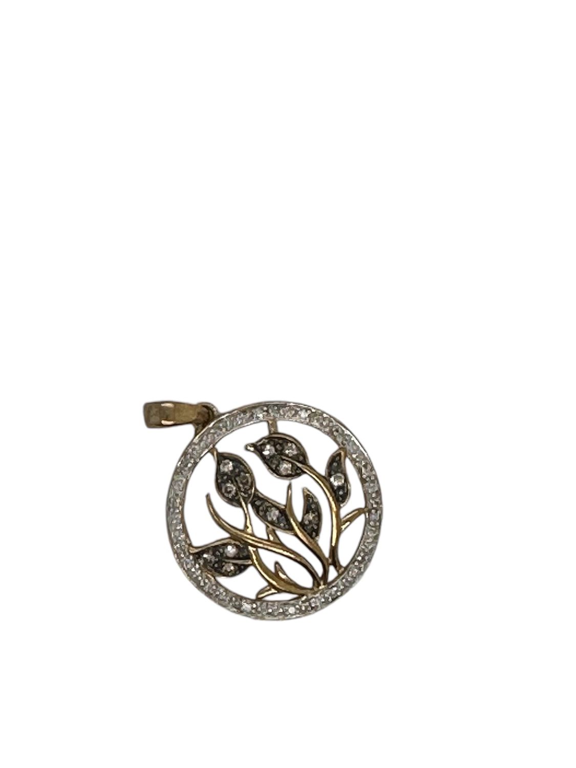 9ct yellow gold diamond 0.20ct leaf pendent
