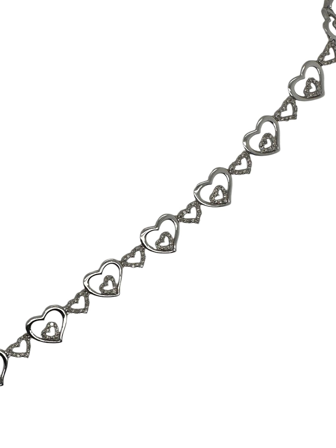 9ct white gold diamond 1ct heart bracelet