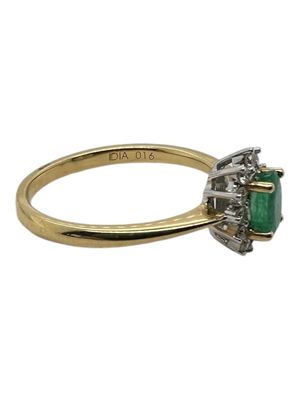 18ct yellow gold diamond 0.16ct and emerald ring