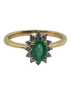 18ct yellow gold diamond 0.16ct and emerald ring