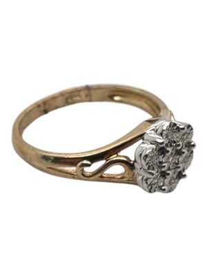 9ct yellow gold diamond 0.10ct flower style ring