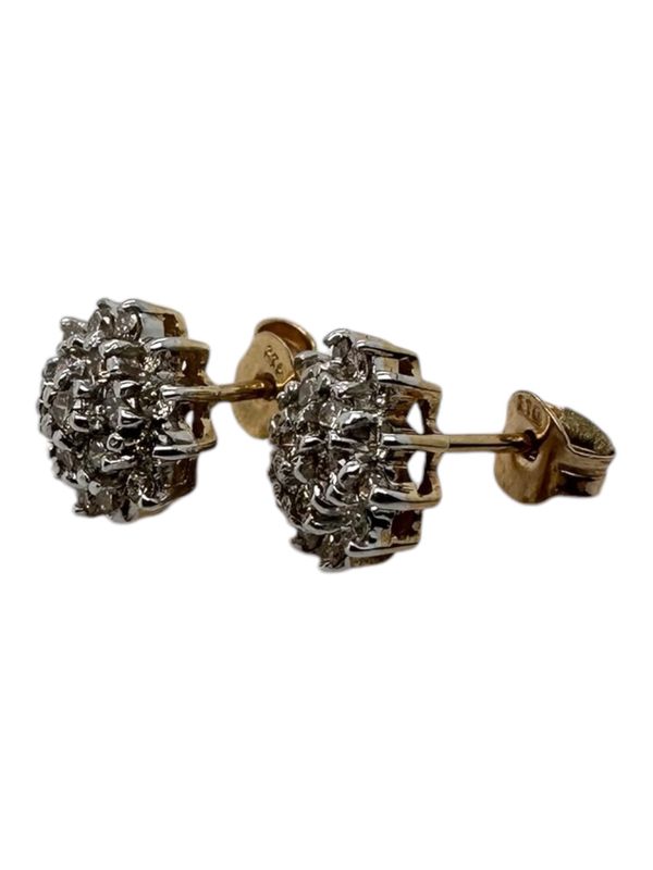 9ct Yellow gold 0.20ct diamond cluster style earrings