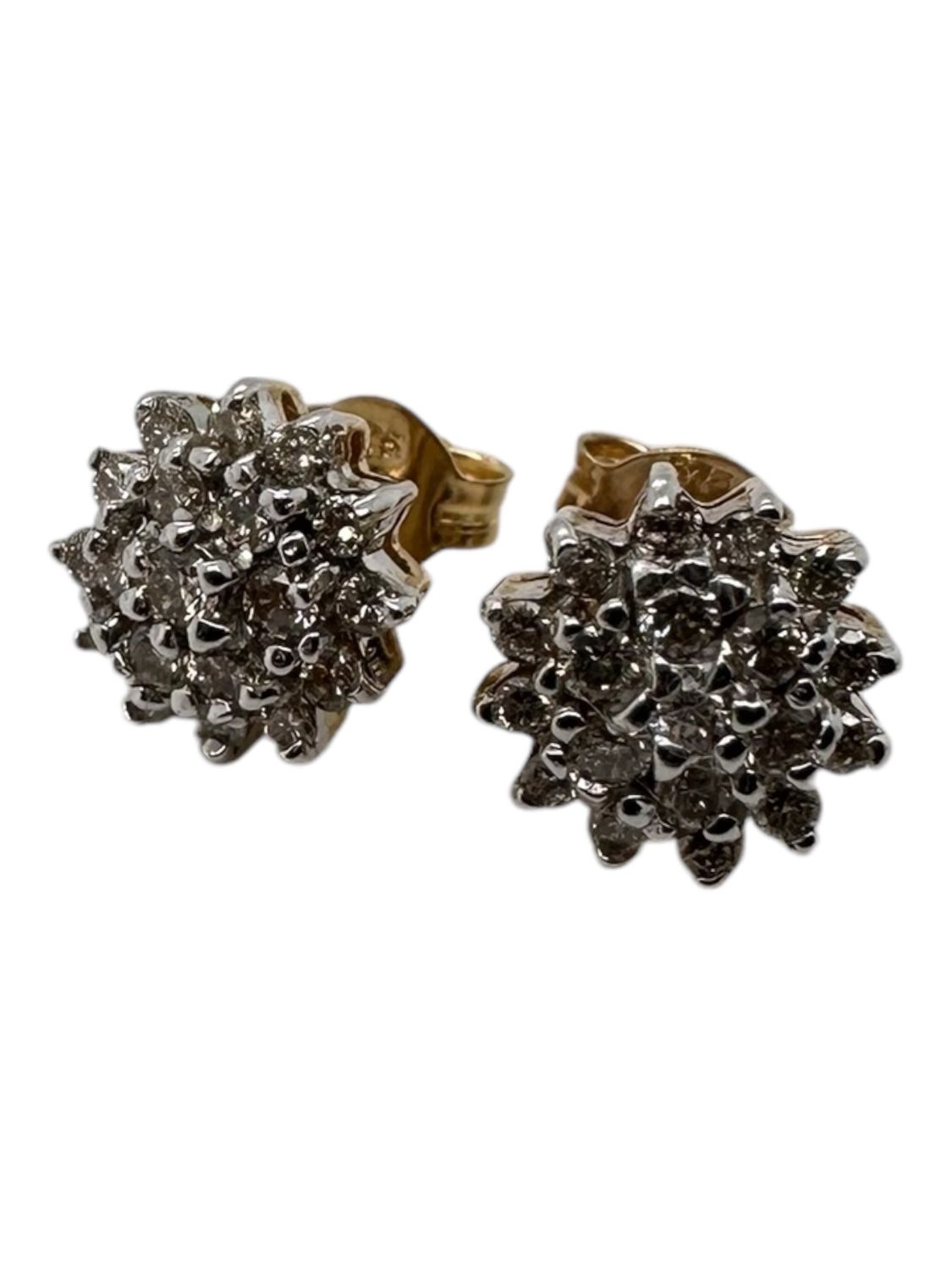 9ct Yellow gold 0.20ct diamond cluster style earrings