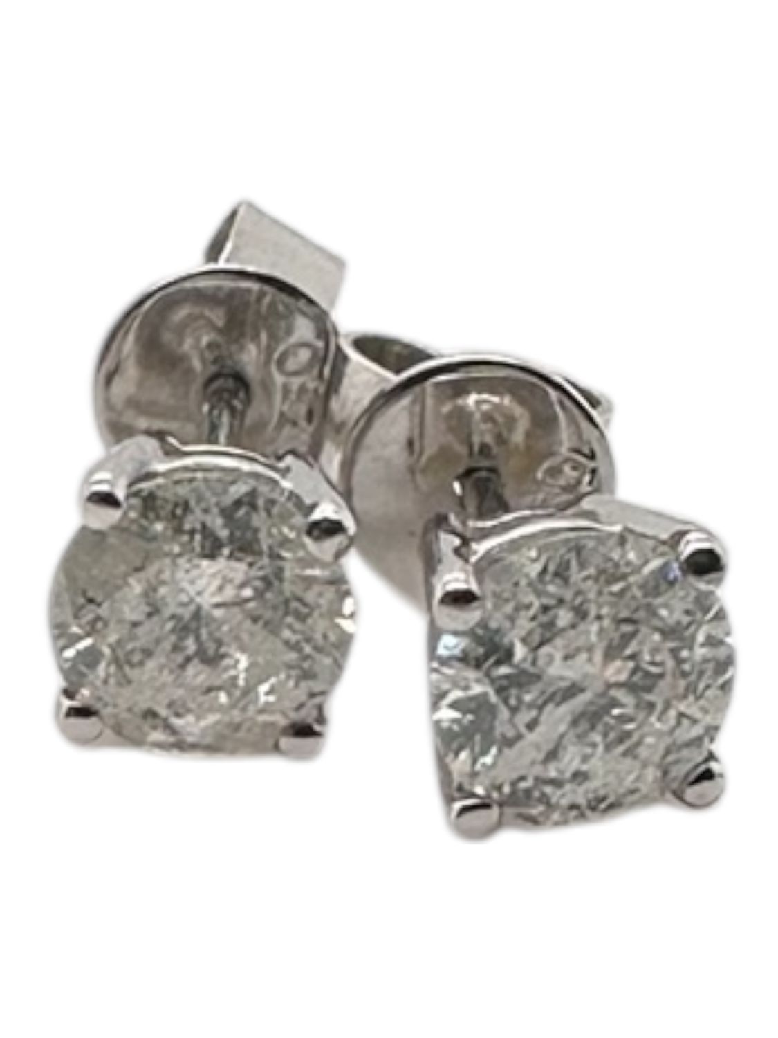 18ct white gold 1ct diamond single set stud earrings