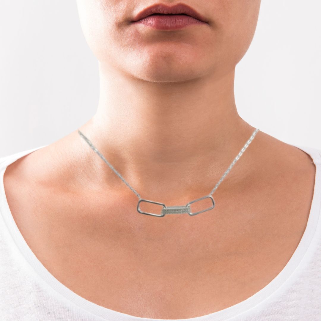 Anchor link cubic zirconia necklace