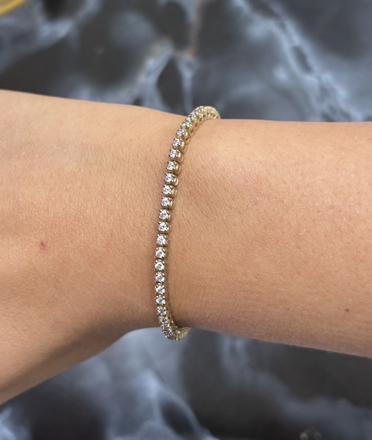 9ct yellow gold CZ set tennis bracelet
