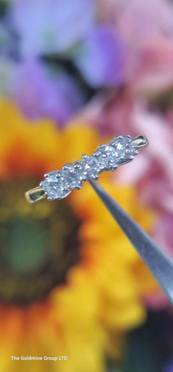 Yellow Gold Diamond Five Stone Ring STE312