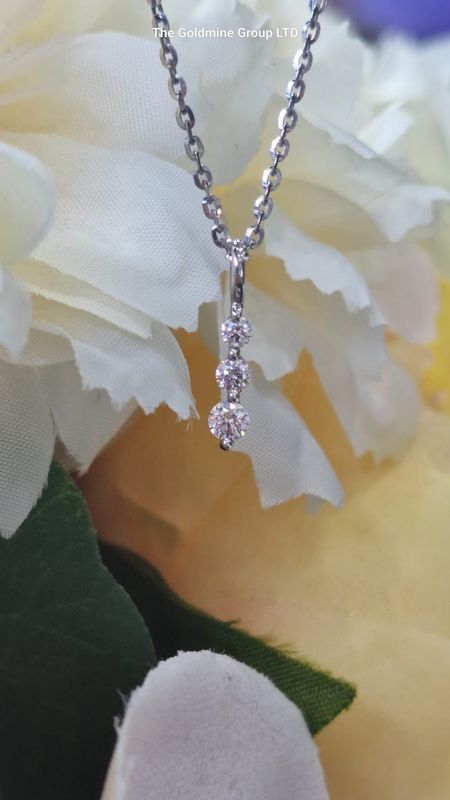 Silver CZ Drop Necklace STE352