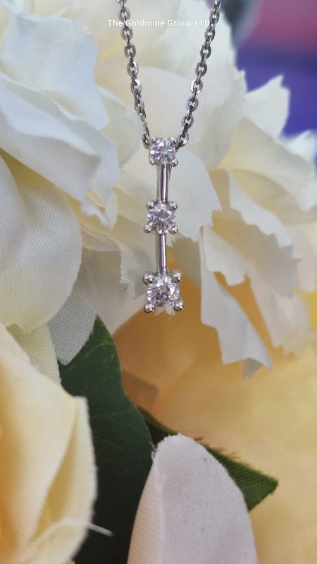 Silver CZ Drop Necklace STE351