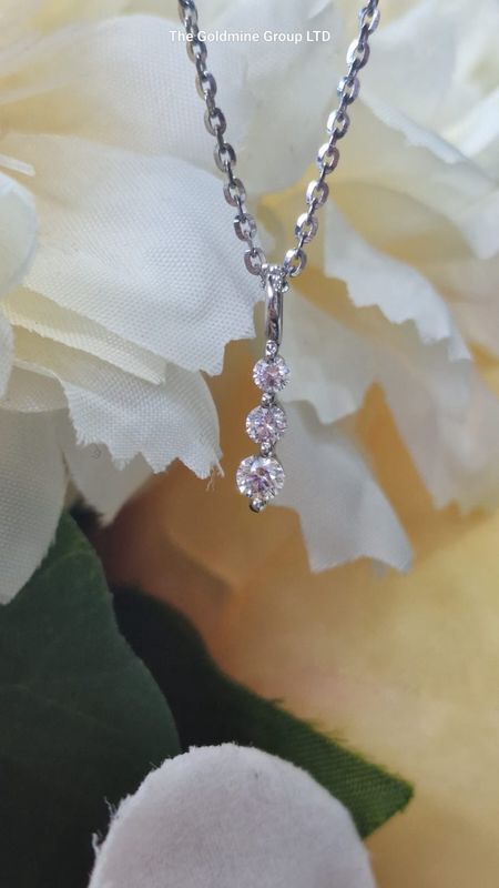 Silver CZ Drop Necklace STE352