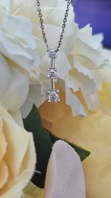 Silver CZ Drop Necklace STE351