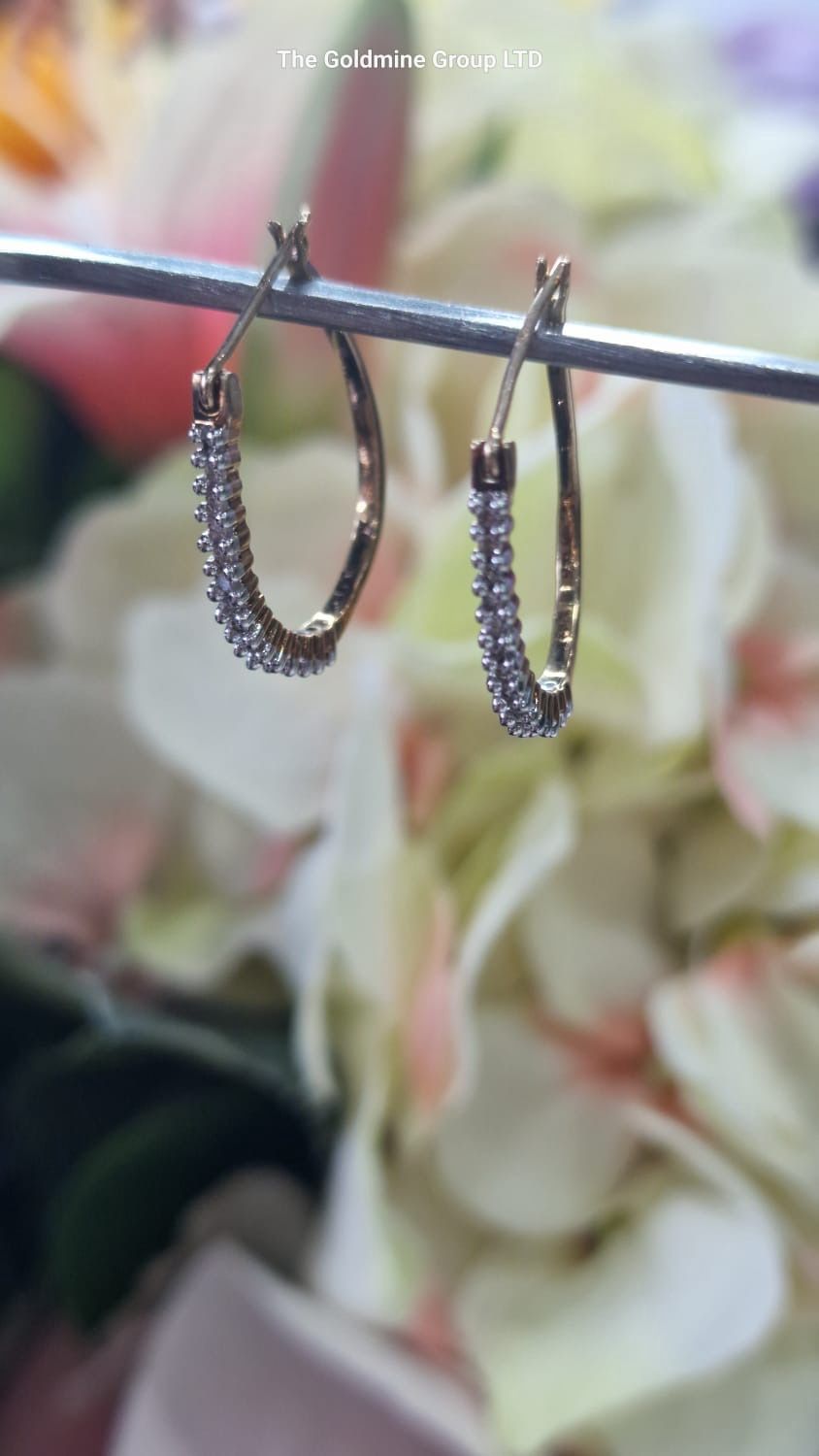 Yellow Gold Diamond Hoop Earrings MLS256