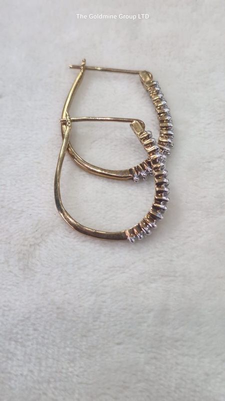 Yellow Gold Diamond Hoop Earrings MLS256