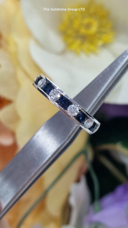 Diamond &amp; Sapphire Half Eternity Ring MLS225