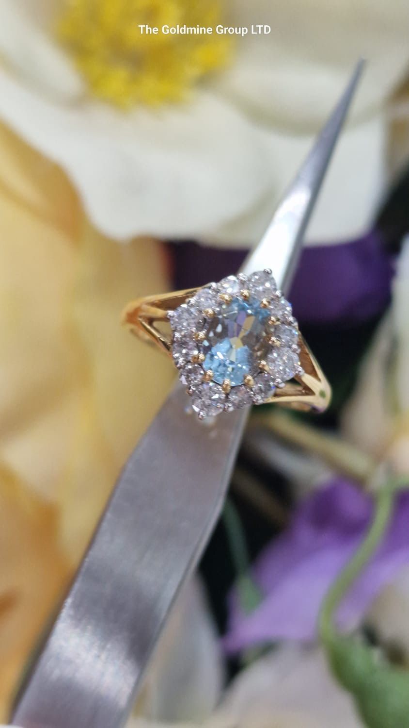 Aquamarine/Diamond Ring STU381