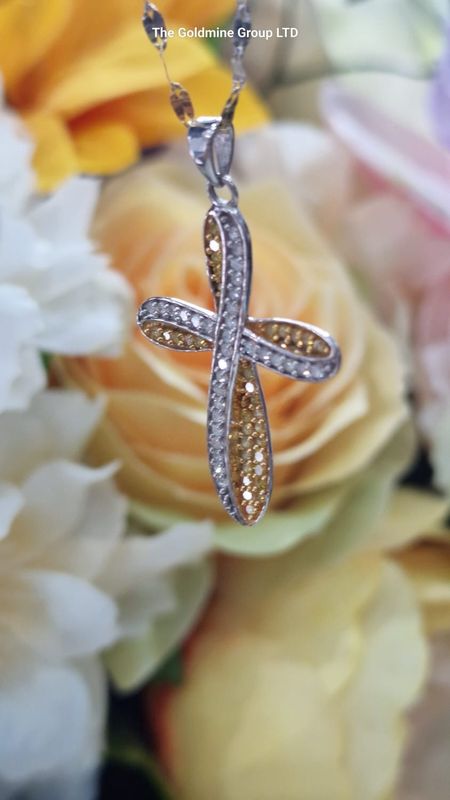 Dual Gold Diamond Cross necklace MLS217