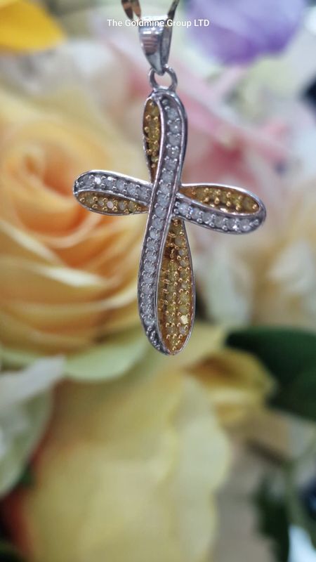 Dual Gold Diamond Cross necklace MLS217