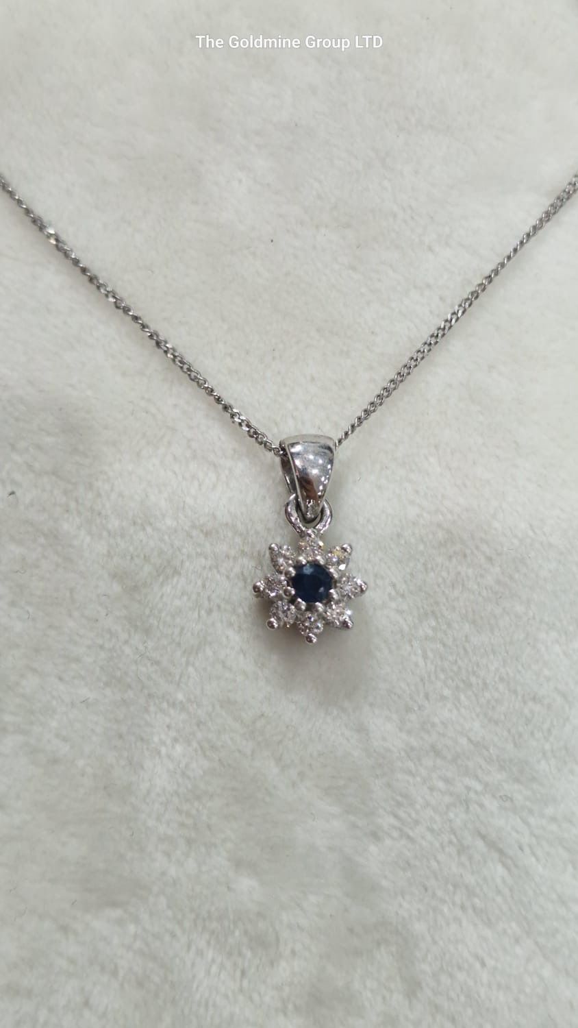 Diamond/Sapphire Flower Necklace MLS223