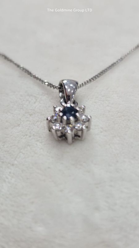 Diamond &amp; Sapphire Flower Necklace MLS223