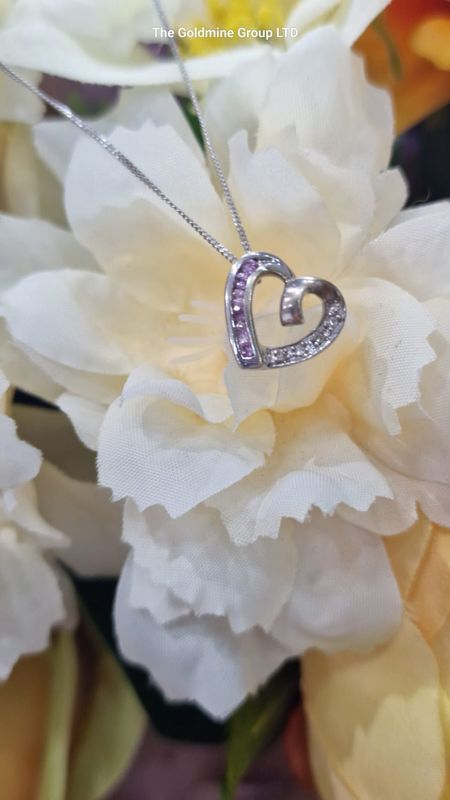 Diamond/Pink Sapphire Heart Necklace MLS205