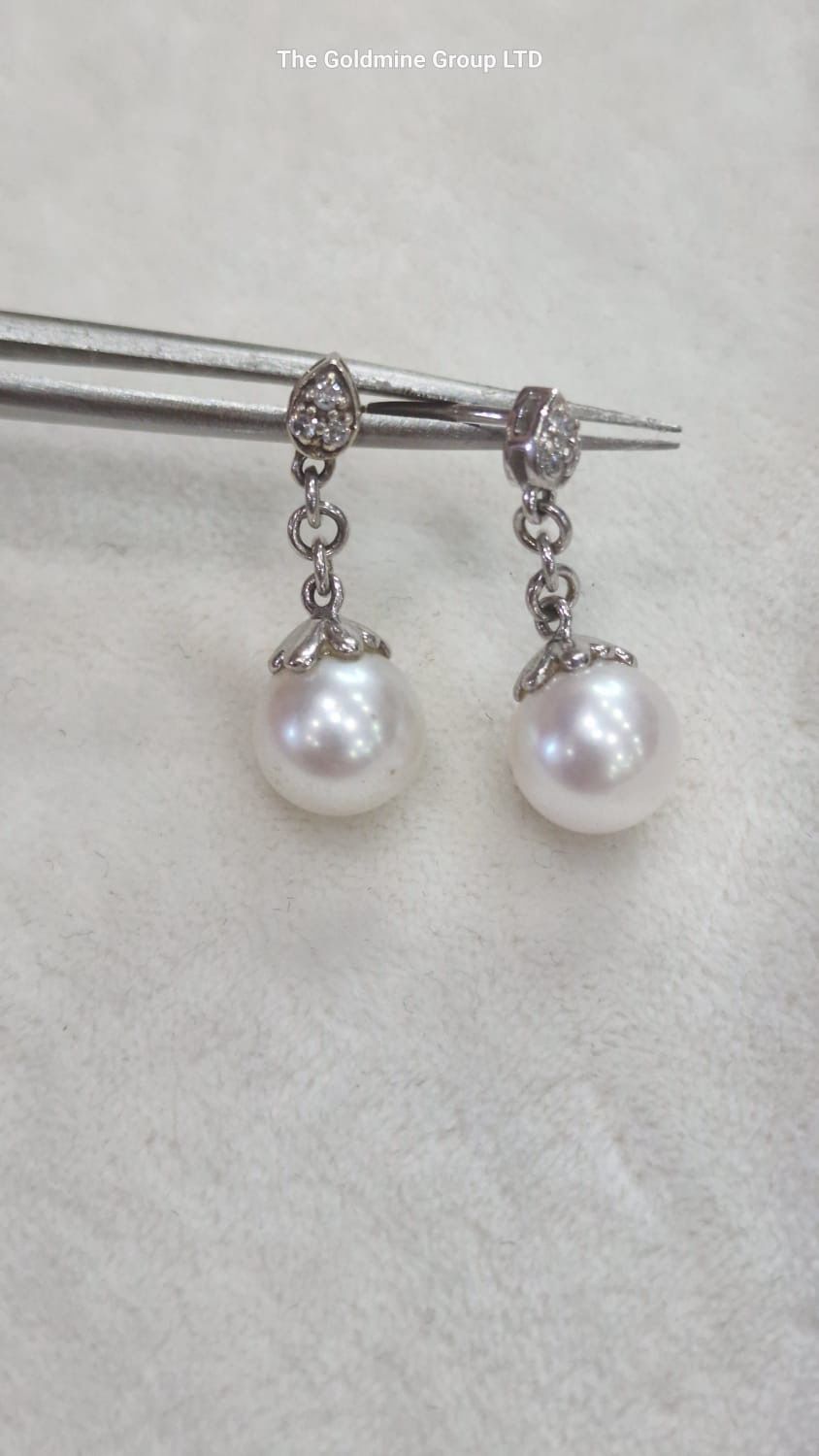 Diamond/Pearl Drop Earrings MLS203