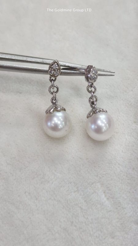 Diamond/Pearl Drop Earrings MLS203