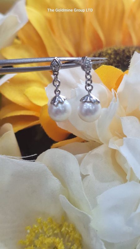 Diamond/Pearl Drop Earrings MLS203