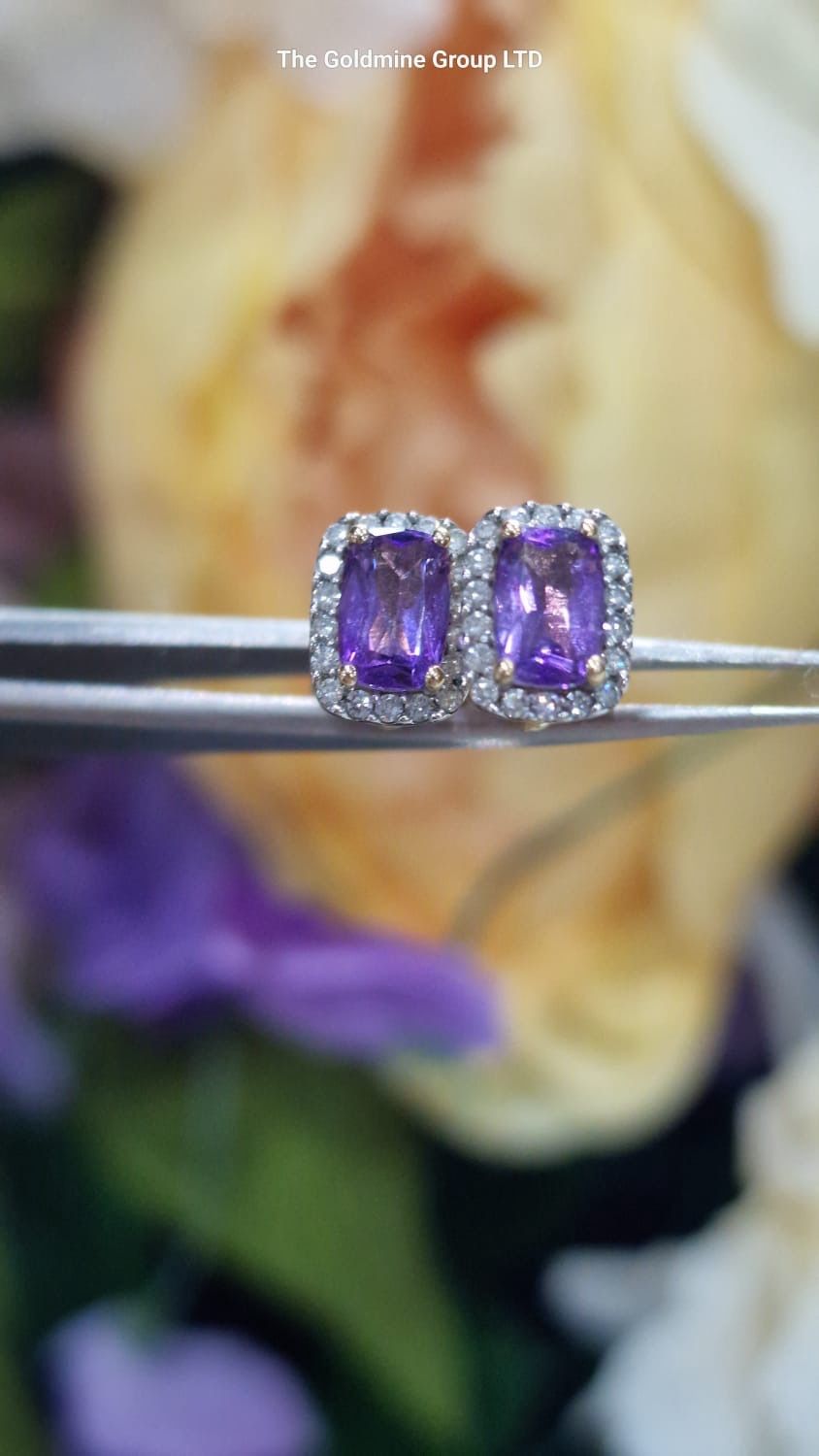 Amethyst/Diamond Stud Earrings MLS125