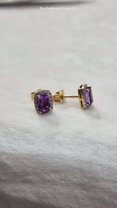Amethyst/Diamond Stud Earrings MLS125
