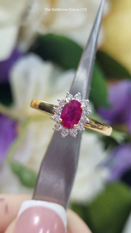 Ruby &amp; Diamond Flower Ring STU396