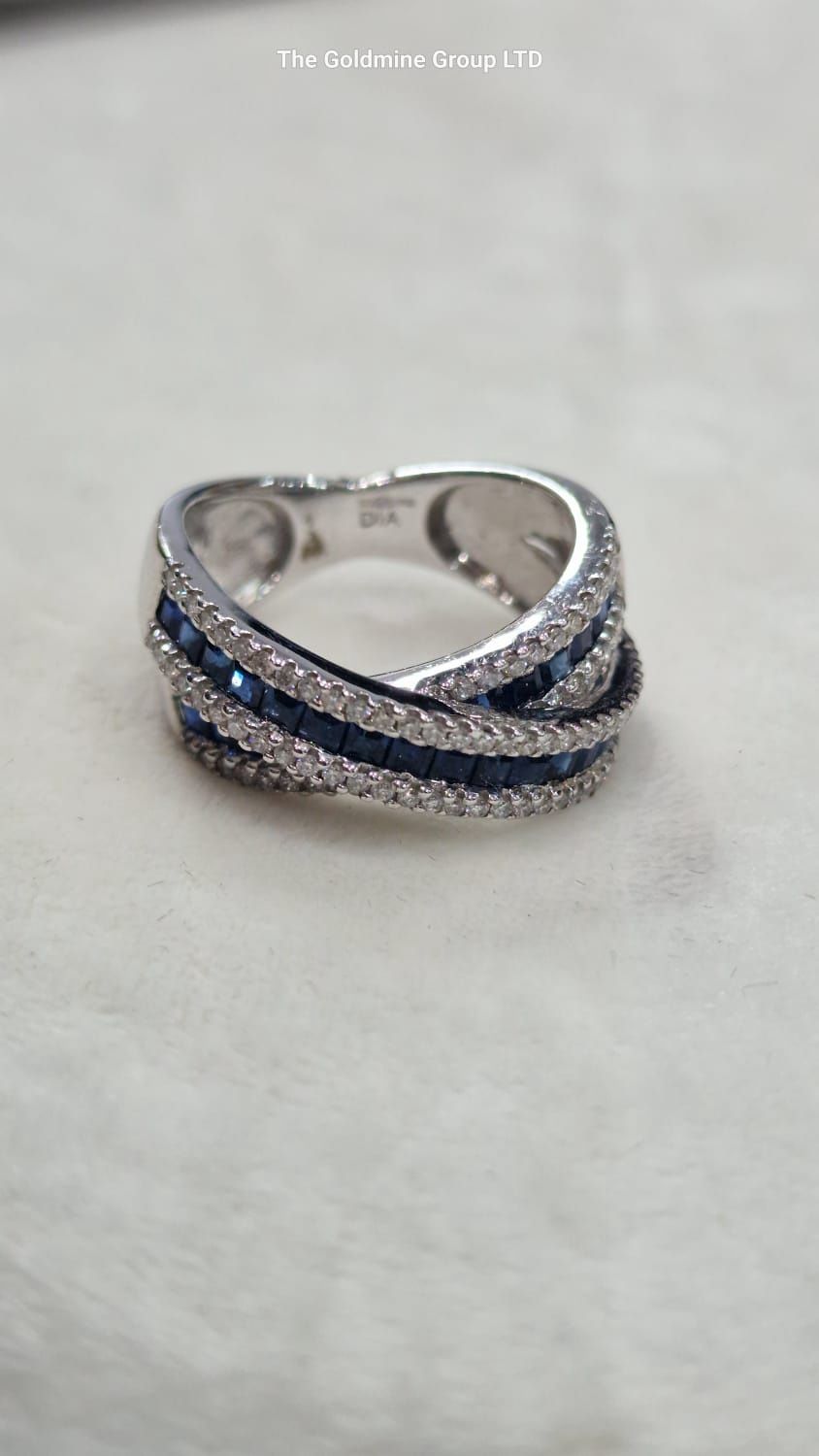 Diamond/Sapphire Dual-Channel Ring STU397