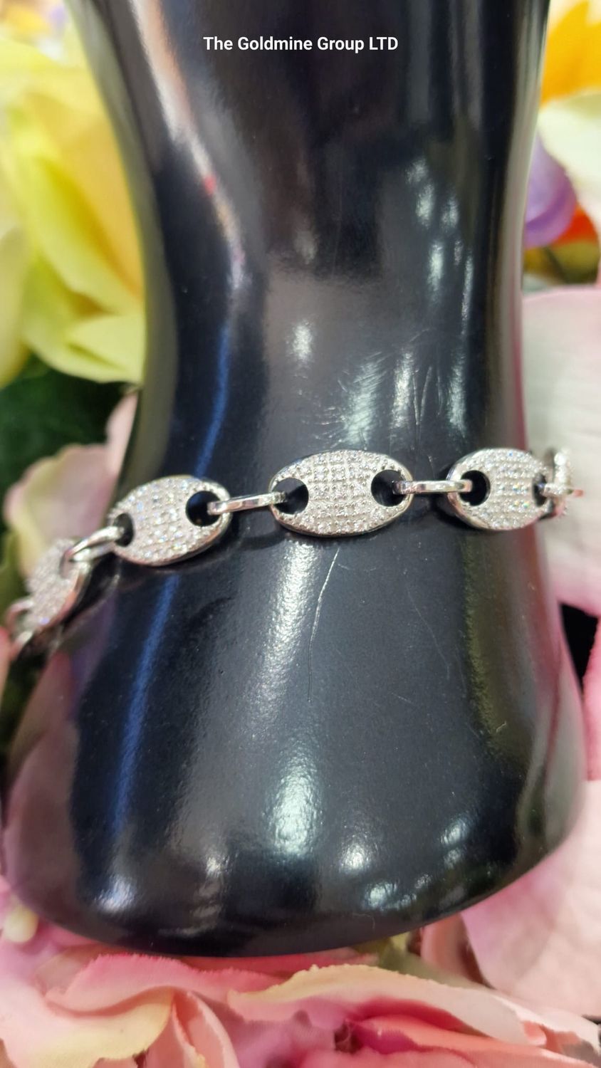 Silver Mens CZ Marina Bracelet STEK6